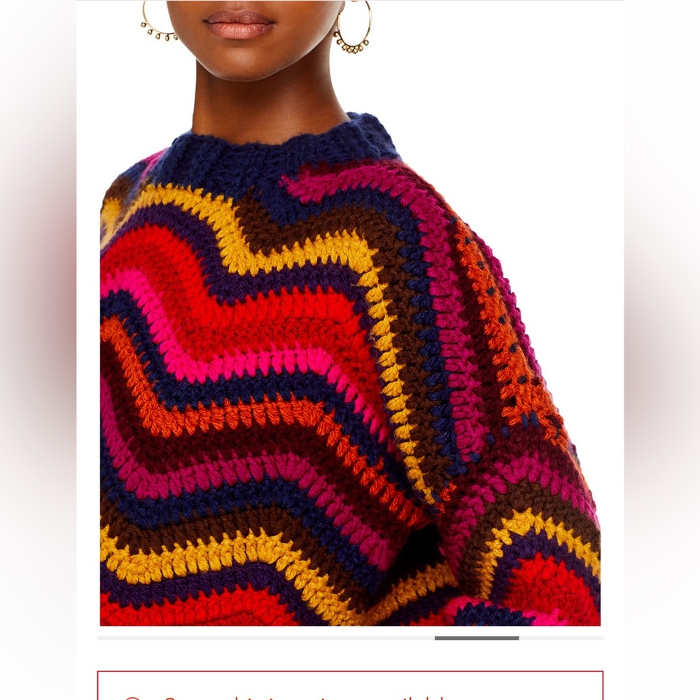 Farm Rio Colorful Waves Crochet Sweater XXS - Picture 5 of 11